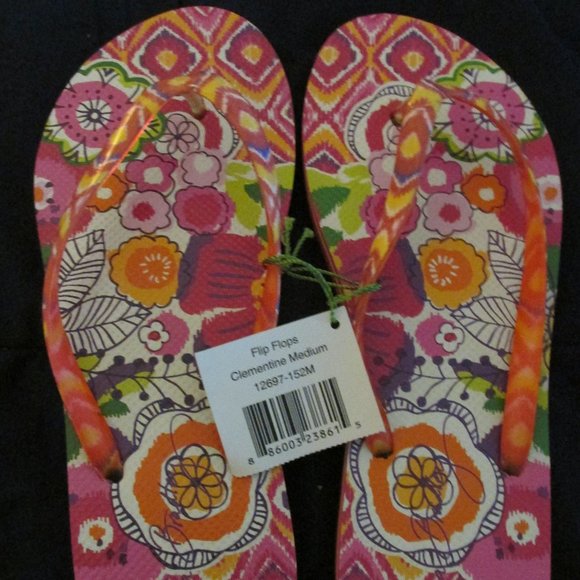 Vera Bradley flip flops - size Medium Clementine - brand new! - Picture 1 of 4